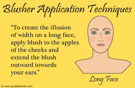 Blusher application for a long face