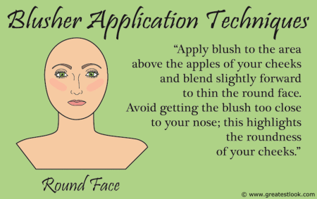 Blusher application for a round face