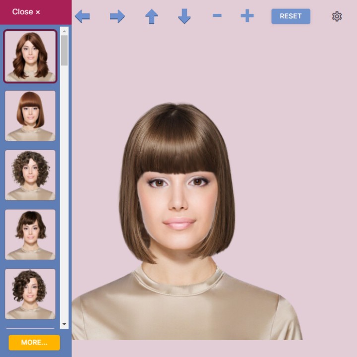 App to try hairstyles - Left panel