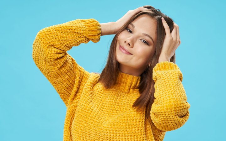 Woman with freshly colored hair