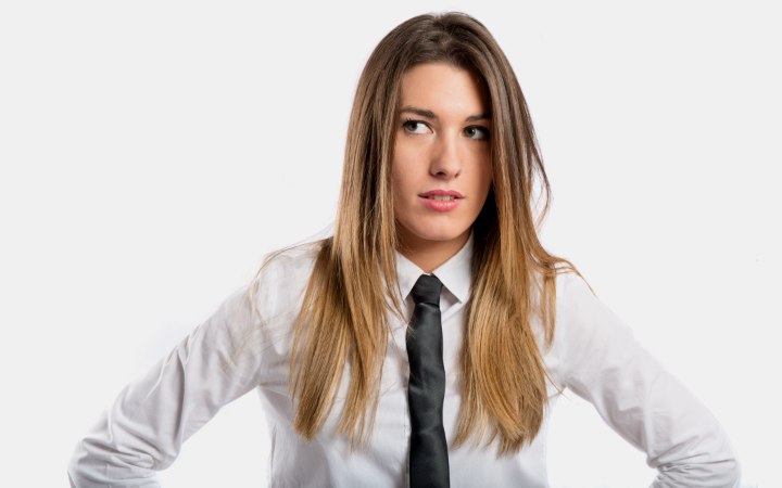 Girl wearing a shirt and tie