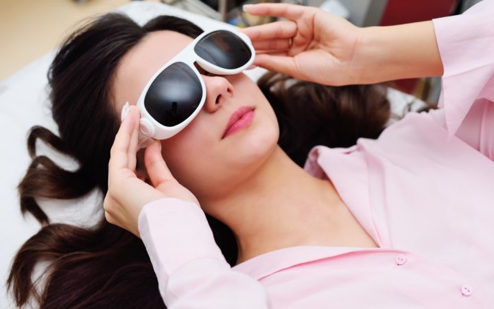 Woman during a laser light treatment