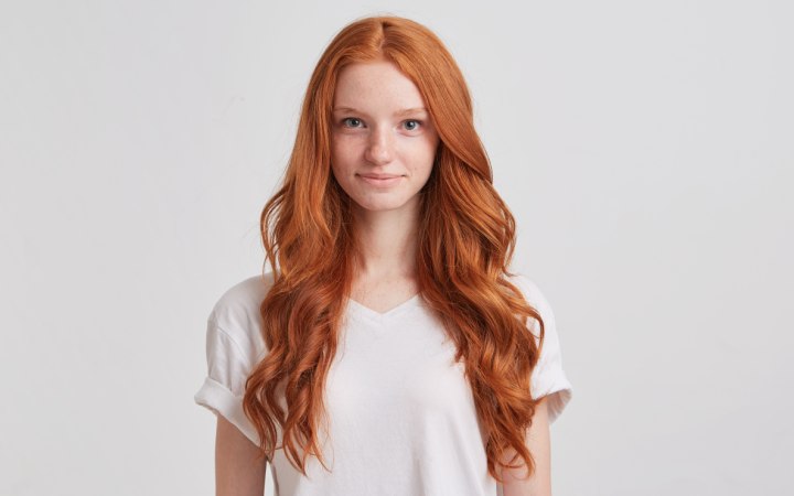 Natural redhead with long hair