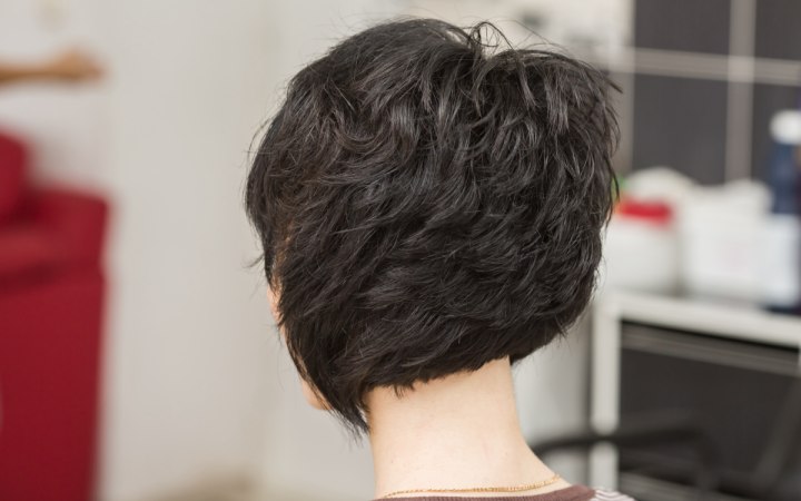 Short stacked hairstyle