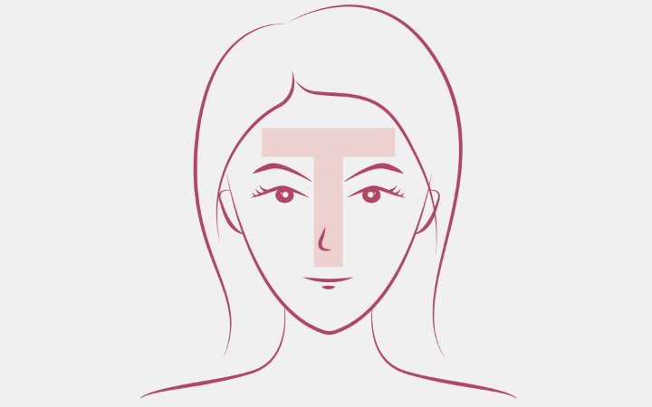 T-zone of the face