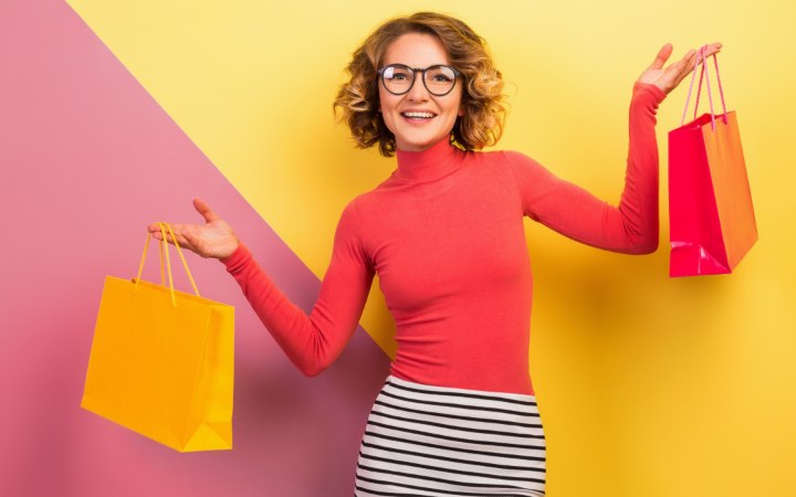 Happy woman with different colors