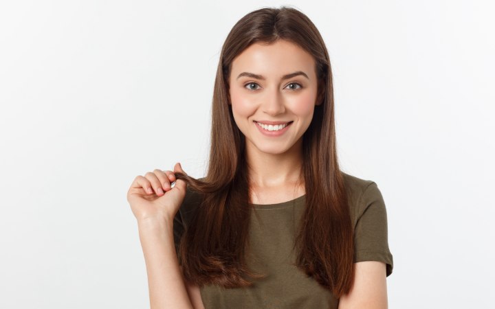 Woman who is taking care of her hair