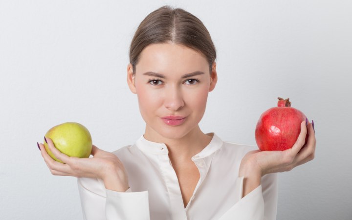 Woman with healthy food