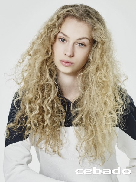 Hairstyle for long curly hair