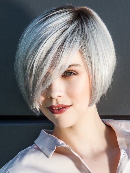 Asymmetrical bob haircut