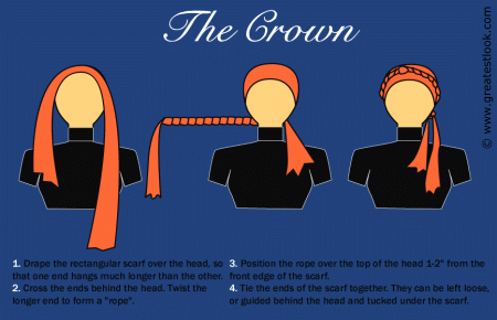 How to tie a head scarf of the Crown