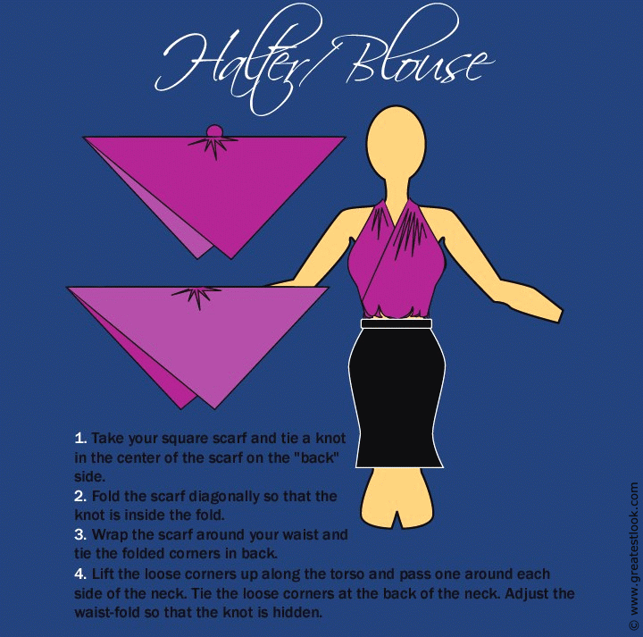 How to wrap a scarf as a halter style blouse