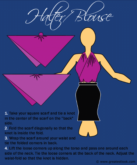 How to tie a scarf to create a halter blouse
